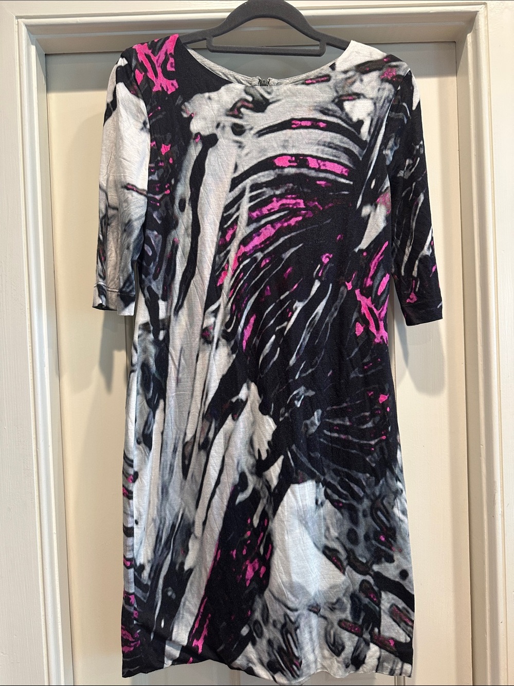 Cut25 by Yigal Azrouel Black, White & Pink Abstract Mini Dress